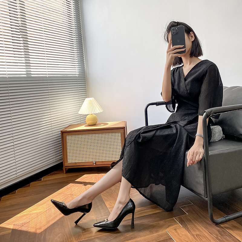 Temperament square toe versatile pumps 90