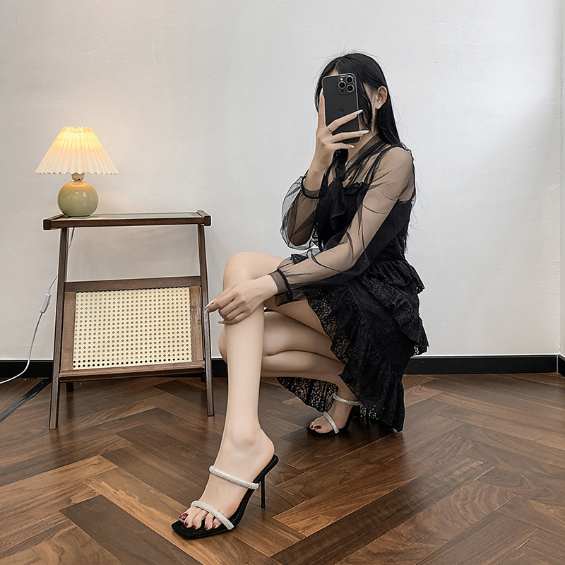 Stiletto heel square toe open toe sandals 99